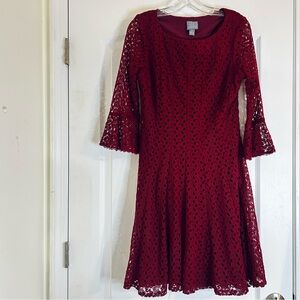 Women’s Lace Overlay Dress Size 10 Dark Cherry Red by Rabbit Rabbit Rabbit